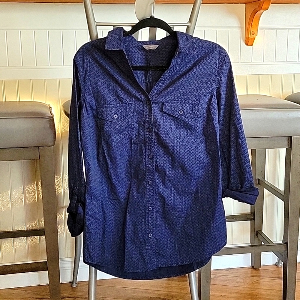Navy print blouse
